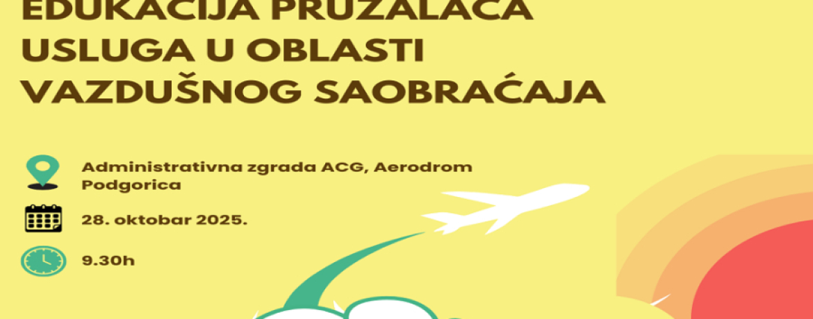 UMHCG organizuje Edukaciju aerodromskog osoblja i flote – modeli pristupa invaliditetu i prava osoba s invaliditetom u oblasti vazdušnog saobraćaja