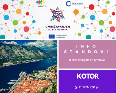 Najava: UMHCG organizuje peti info &scaron;tand u okviru projekta &ldquo;Umrežavanjem do boljeg rada&rdquo;