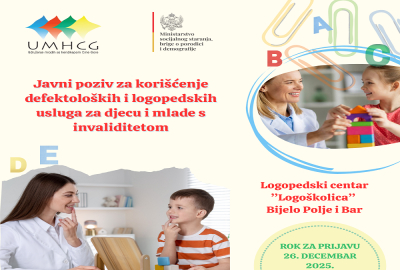 JAVNI POZIV za prijavu za kori&scaron;ćenje defektolo&scaron;kih i logopedskih usluga za djecu i mlade s invaliditetom
