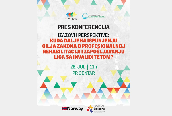 NAJAVA PRES KONFERENCIJE: IZAZOVI I PERSPEKTIVE - KUDA DALJE KA ISPUNJENJU CILJA  ZAKONA O PROFESIONALNOJ REHABILITACIJI I ZAPOŠLJAVANJU LICA SA INVALIDITETOM?