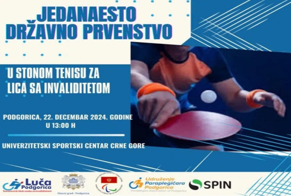 Sjutra prvenstvo Crne Gore u stonom tenisu