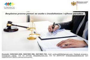 NAJAVA: Besplatna pravna pomoć za osobe s invaliditetom i njihove porodice