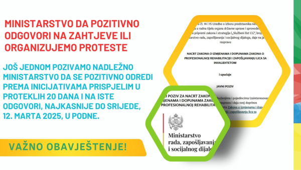 MINISTARSTVO DA POZITIVNO ODGOVORI NA ZAHTJEVE ILI ORGANIZUJEMO PROTESTE